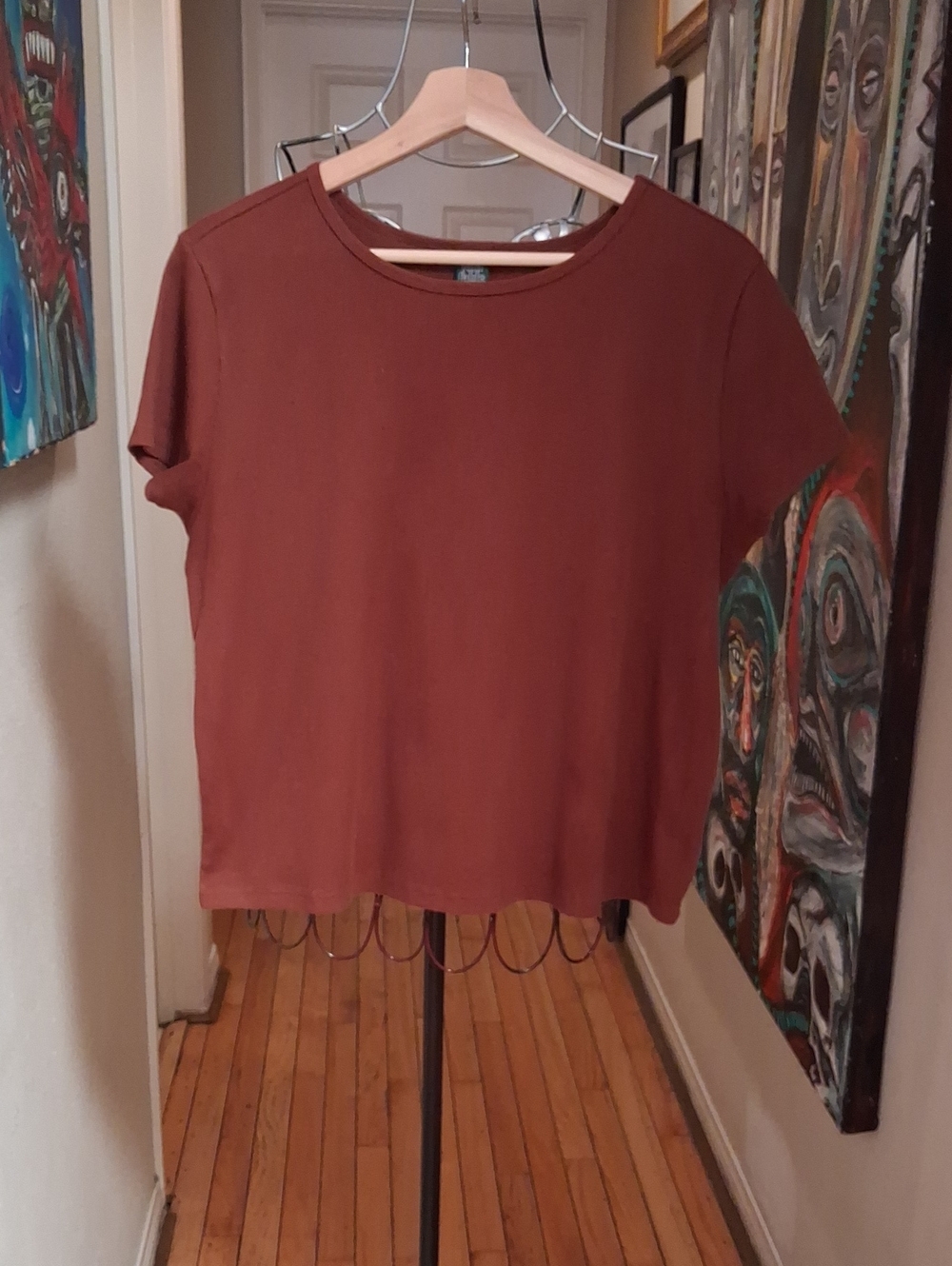 Able Short Sleeve Crewneck Top in Rust Brown